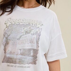 Aerie White Goosebumps Horrorland Boyfriend Graphic T-Shirt